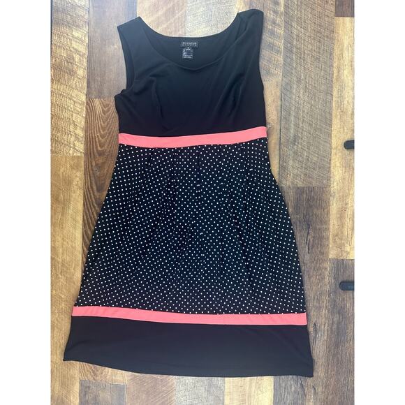EnFocus Studio Polka Dot Dress Fit‎ & Flare Career Party Black Red Size 6 - Picture 1 of 6